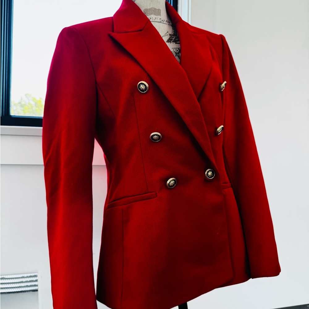 Zara Scarlet Double-Breasted Blazer - Picture 6 of 9
